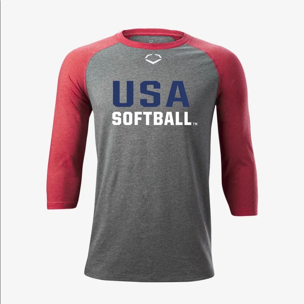 Evoshield MEN'S USA SOFTBALL MID-SLEEVE SHIRT Small Medium Brand New Red